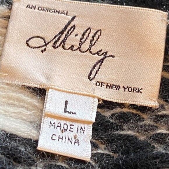 0636 Milly Of New York Geometric Print Knit Cashmere Cardigan Size L NWOT - Picture 6 of 8